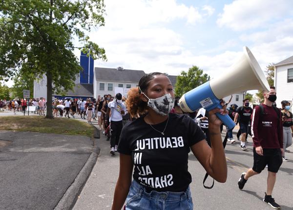 Student with a bull horn